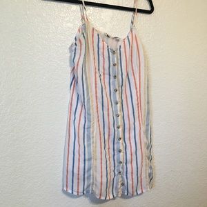 Roxy Colorful Striped Tank Top with Button Detail